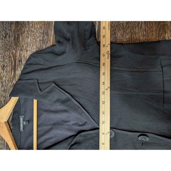 Eileen‎ Fisher Jacket Womens Medium Black Silk Cotton 2 Button Blazer Textured - Picture 7 of 8